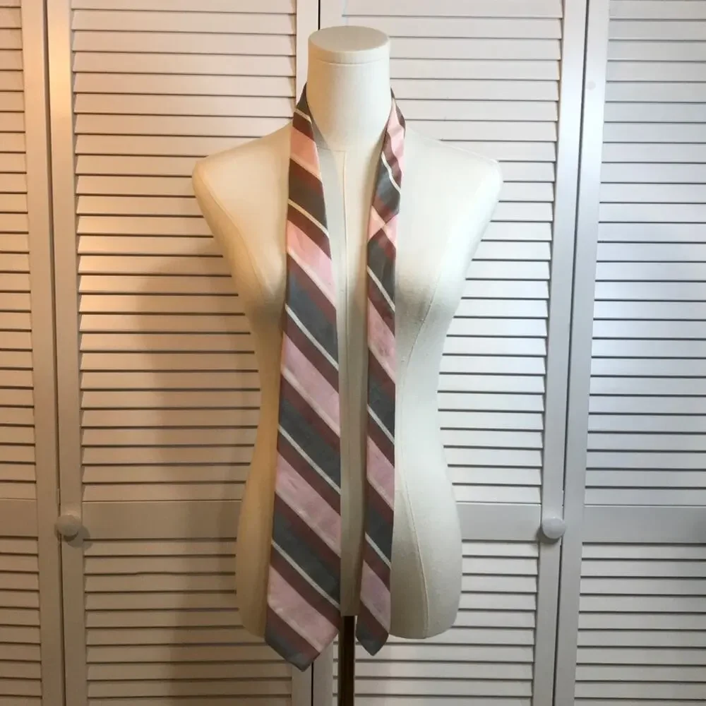 The Sovereign Tailored by Barry Vintage Silk Diagonal Striped Preppy Necktie 58”